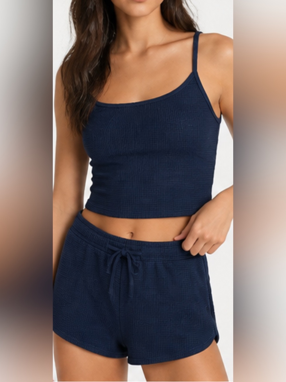 Garage Navy Waffle Matching Two Piece
